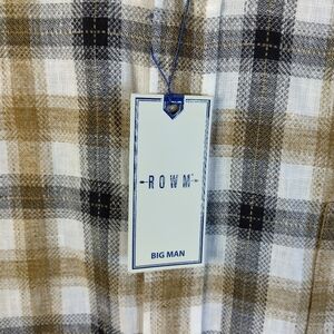 Rown Men's Dillard's long sleeve tan& gray plaid shirt NWT Size 2XB